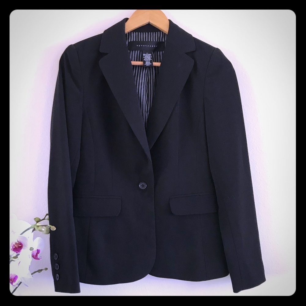 Apostrophe Black One Button Blazer Sz 6